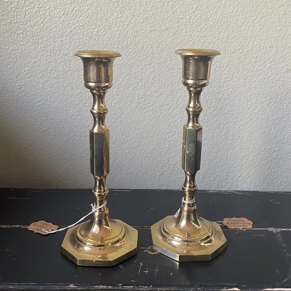 2 Brass Candlestick Holders